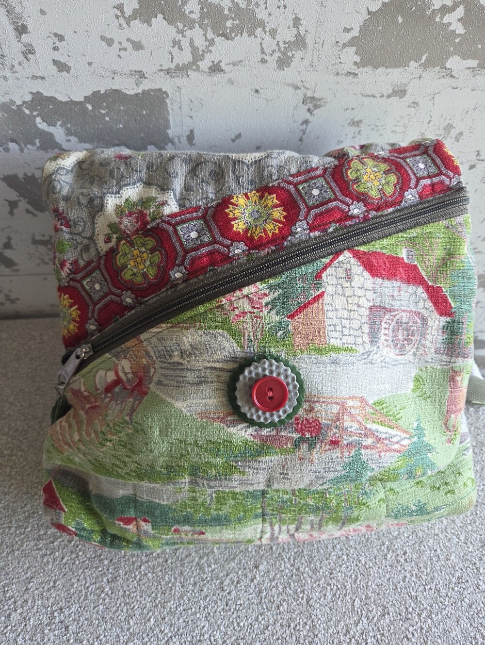 Old BagZZ Vintage Tapestry Crossbody Bag Cottagecore Whimsigoth Quilted Scenic